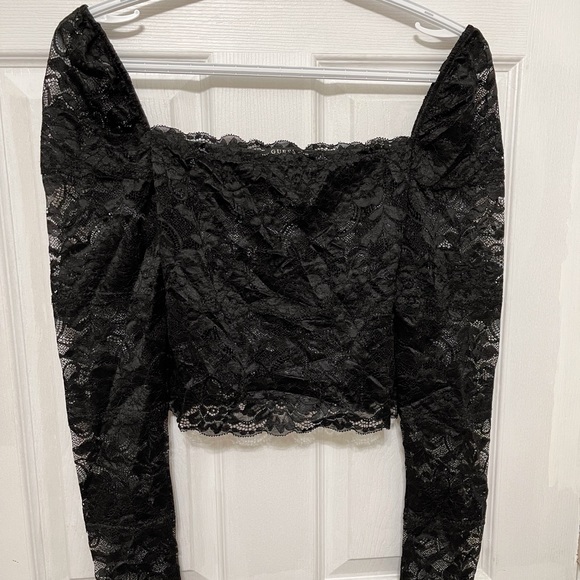 Guess Floral Lace Squared Neck Top - Picture 2 of 3